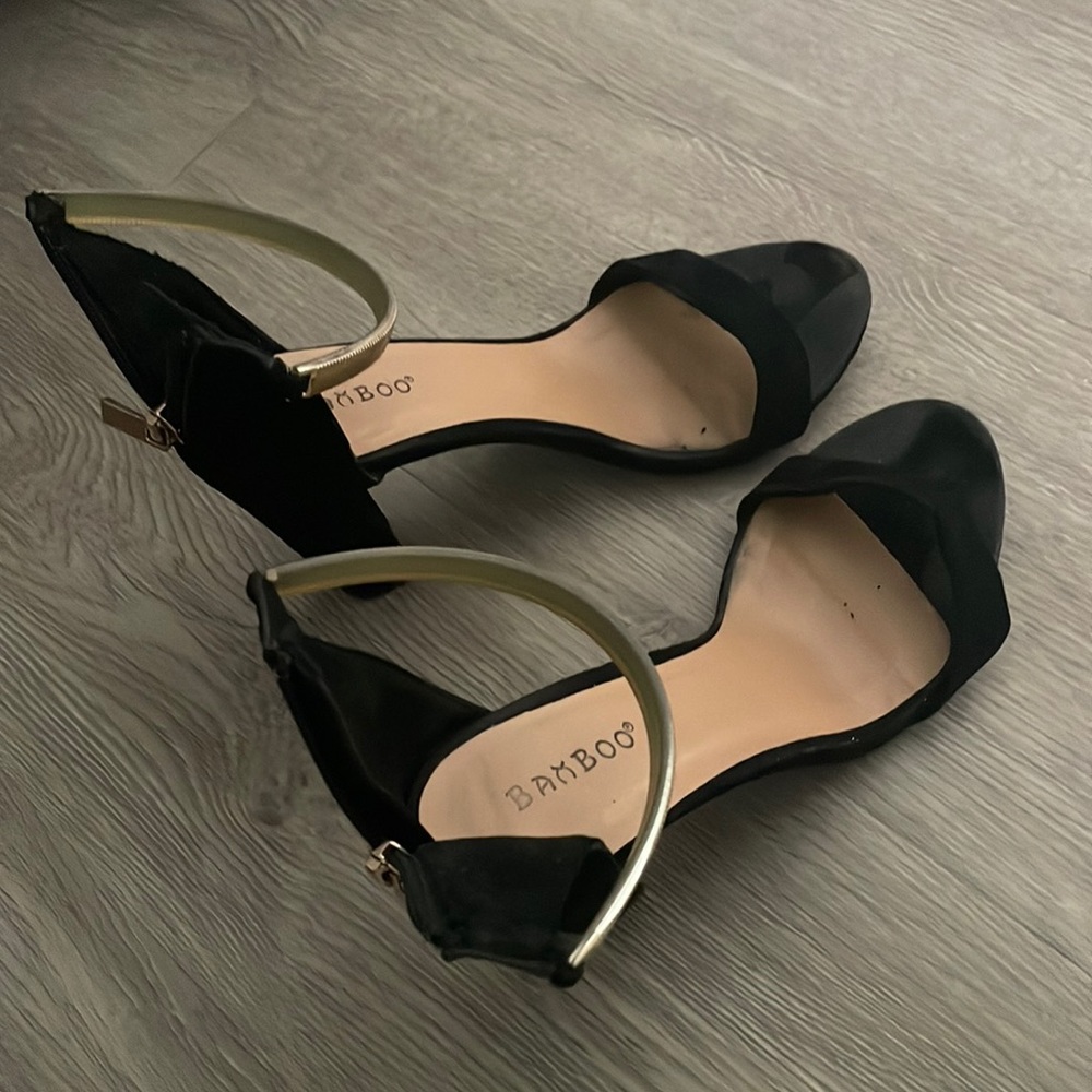 Black & Gold Bamboo Heels